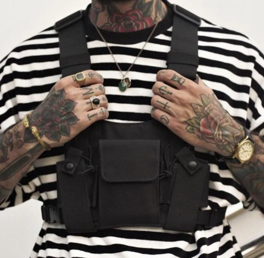 MOTE-AA95  Custom Logo Nylon Chest Bag Man Hip Hop Tactical Chest Bag for Radio Walkie Talkie Backpack Wholesale