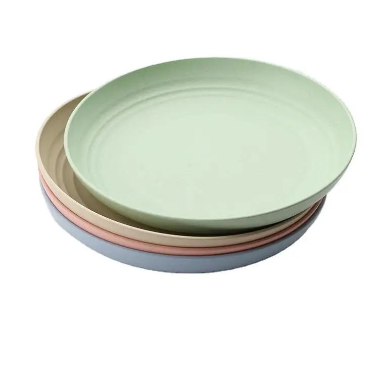 Wheat Straw Round Dinner Plates Multi Function Household Kitchen Meal Fruit Cake Dishes