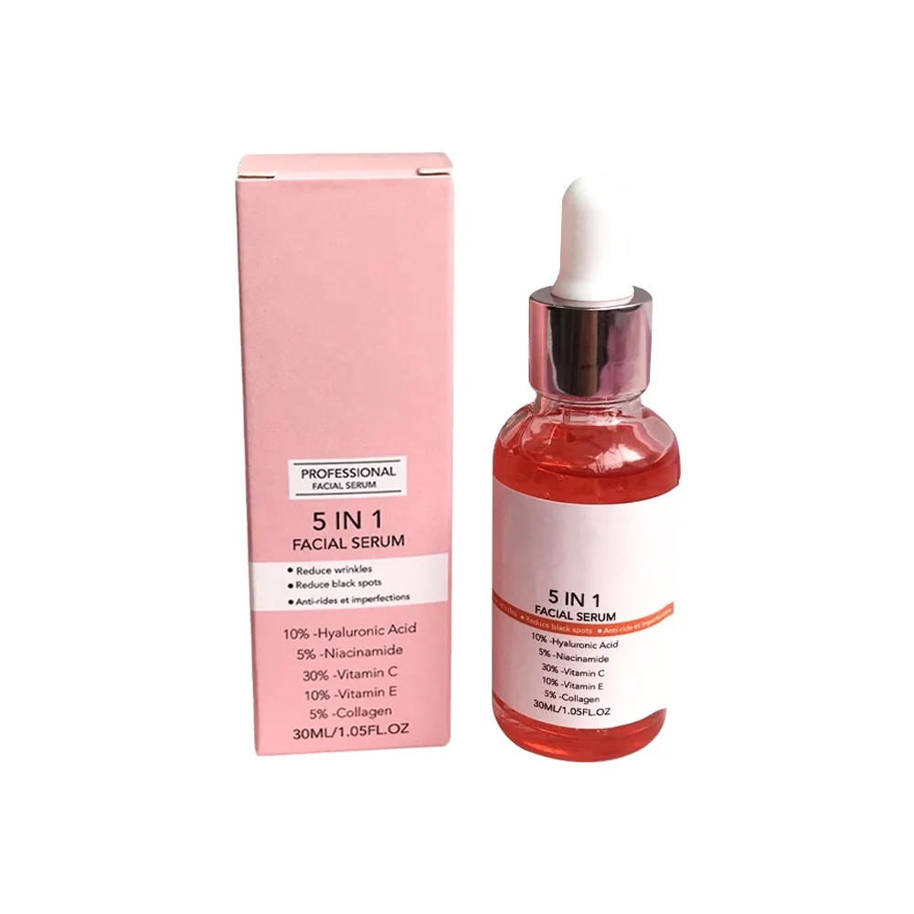 5 in 1 Facial Serum Niacinamide Rich Hydrating, Anti-Aging, & Whitening Formula for Dark Skin - All-in-One Skincare Solution