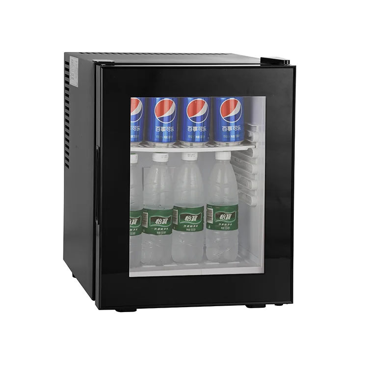 30L Double Layer Glass Door Mini Fridge No Noise Hotel Guestroom Coca Cola Fridge