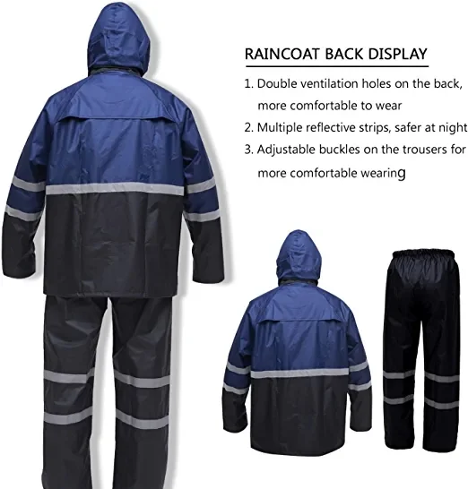 Rain Suits for Men Women Waterproof Breathable Rain Coats with Eye-Catching Reflective Strip Durable Rain Gear Jacket Pants