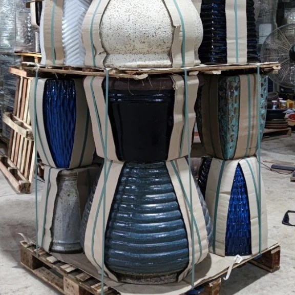 Mixture Garden Pottery Pots such as Glazed, Atlantis, Blackclay with many designs, colors from Vietnam