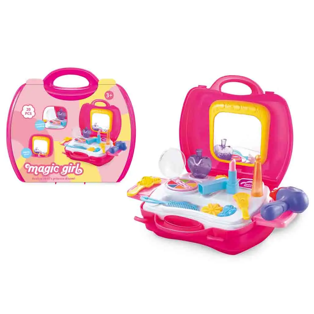 Kids Pretend Play Fashion Cosmetics Portable Suitcase Girl Make Up Set Toys