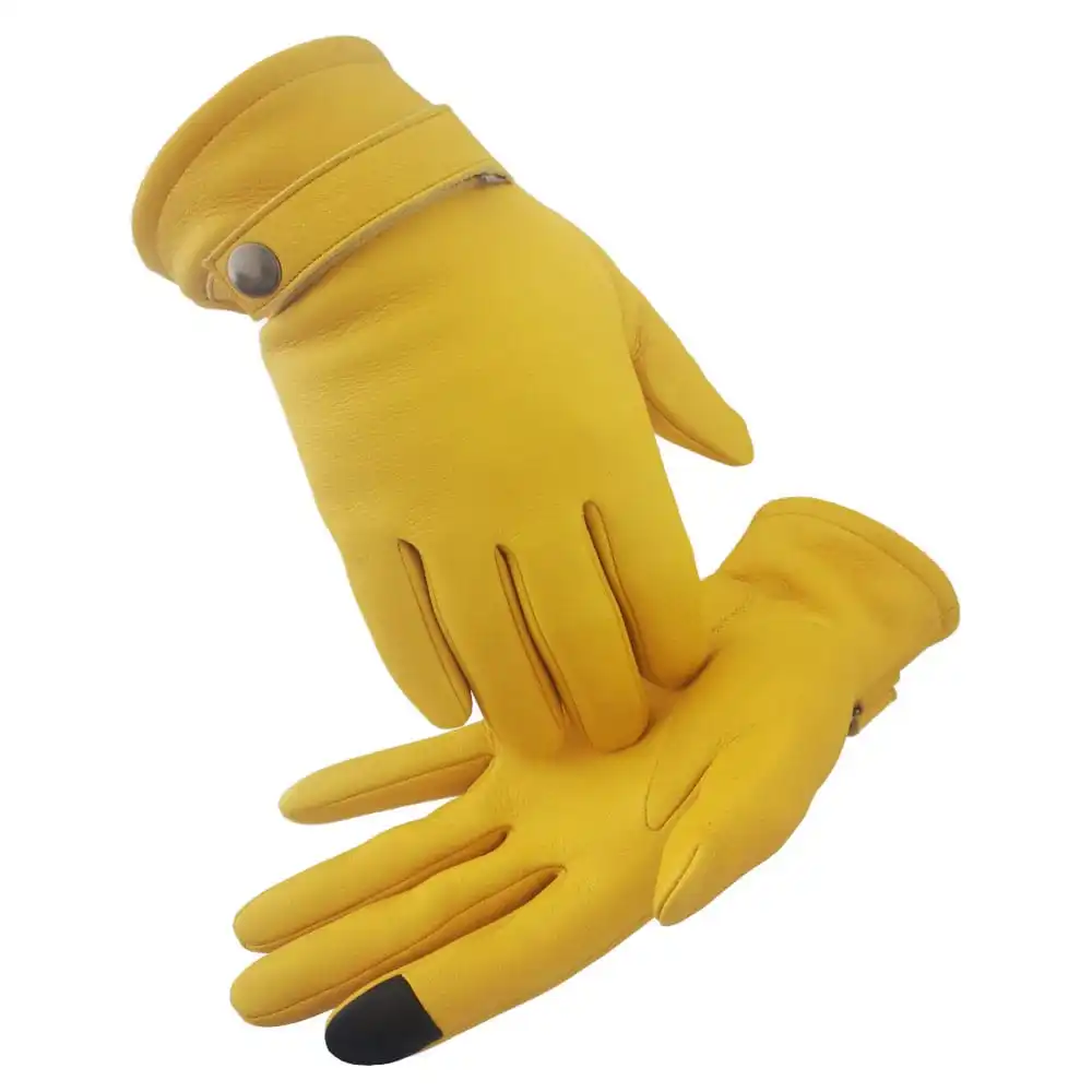 Factory Custom High Quality Men Touch Screen Car Driving Genuine Deer skin Unlined Leather Gloves