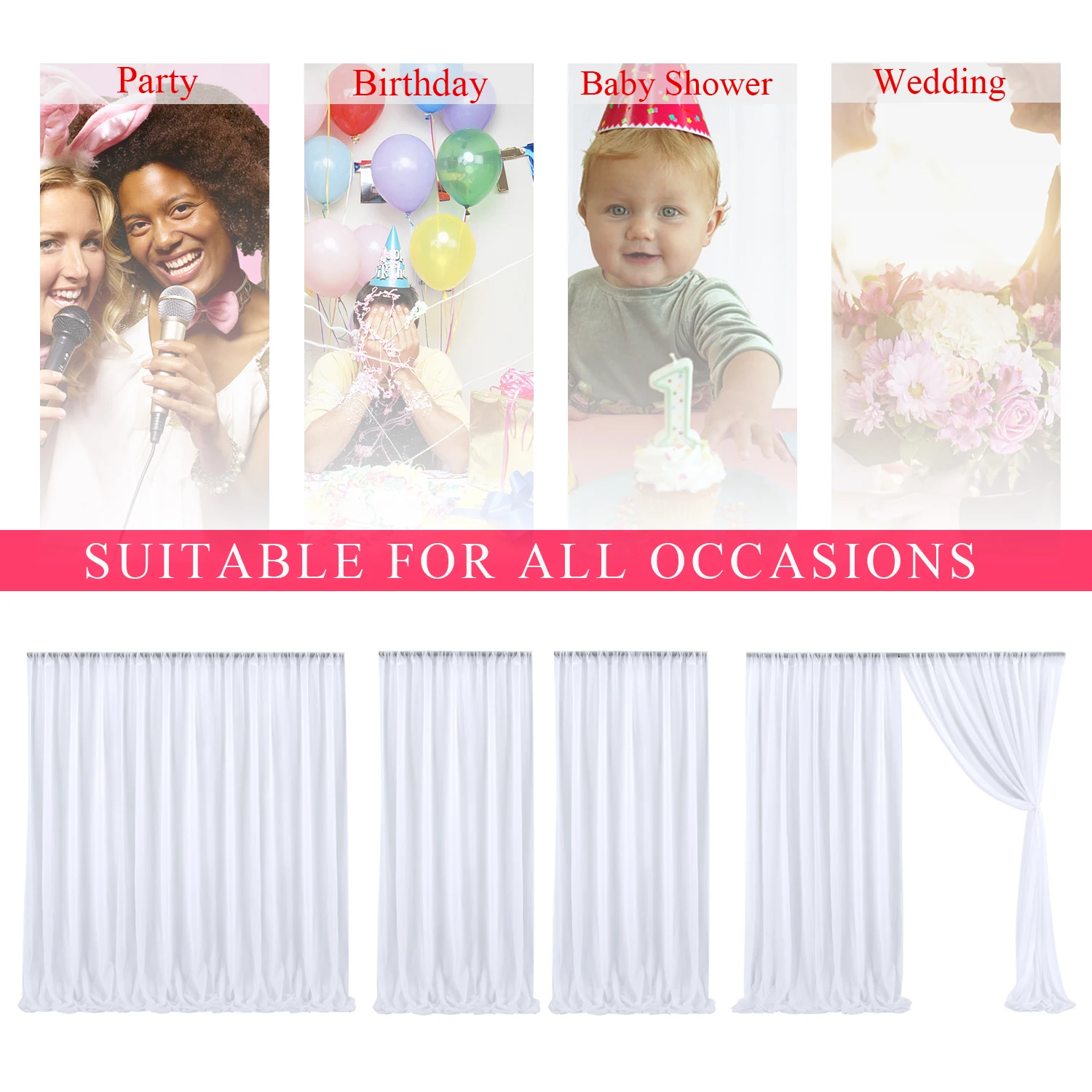 Chiffon Wedding Party Backdrop Drapes Curtain Baby Shower Birthday Party Stage Background DIY Home DecorationTextile