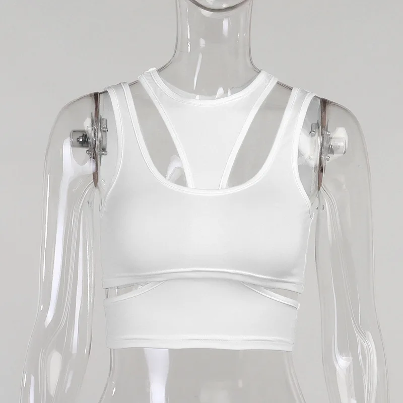 YIWU QIUUDN Sexy 2023 Fall Clothes Black White Stitching Hollow Casual Women Shirts Two Piece Set