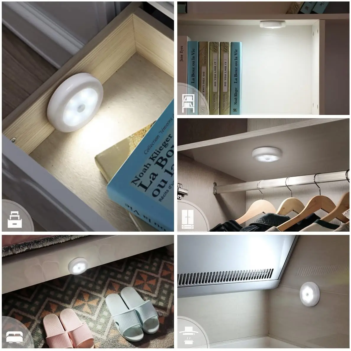 Battery Operated LED  Motion Sensor Light Indoor LED Closet Lights  Stick on Wall Lamps for Pantry