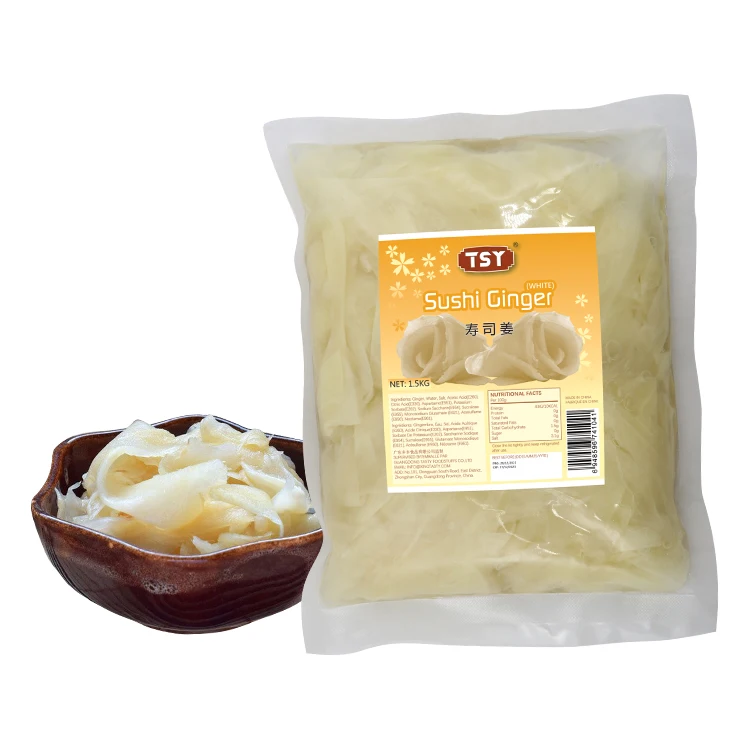 TSY Food Wholesale Halal Japanese Nature Sliced Sweet Fresh Pickled Sushi Ginger White