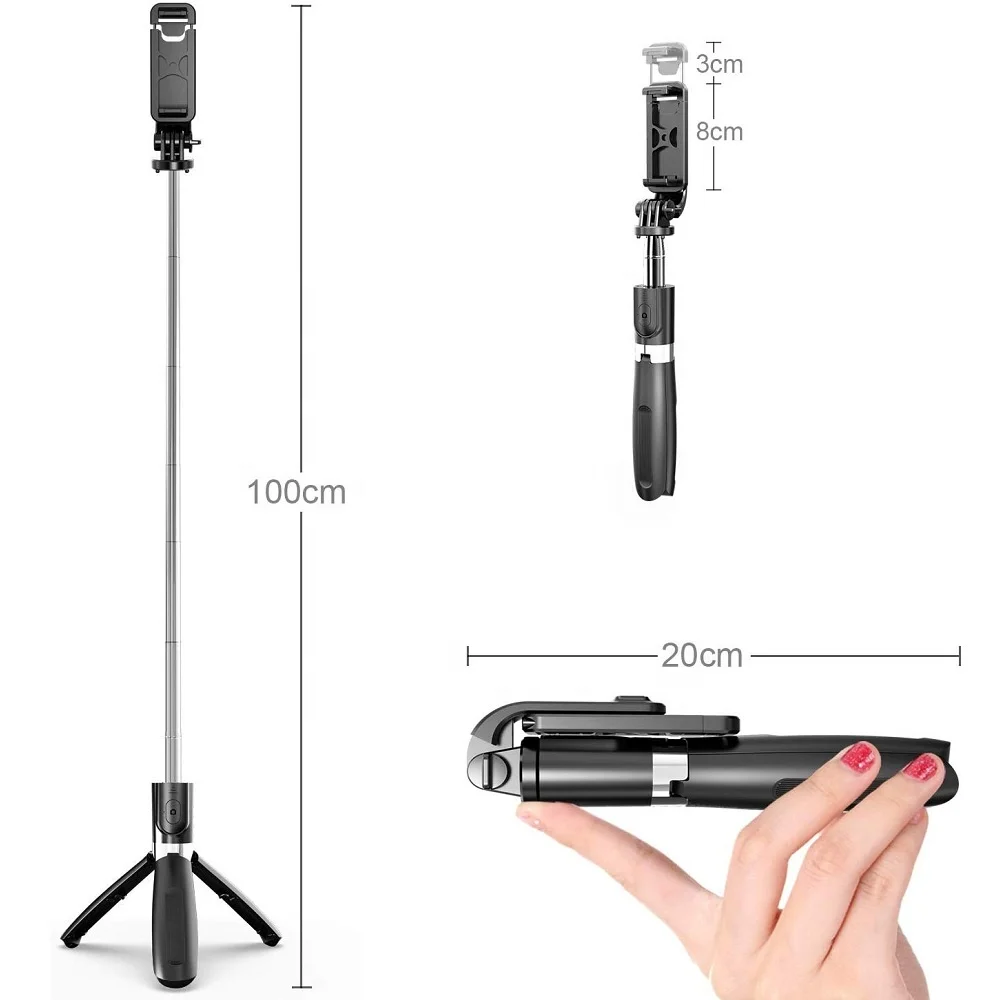  Best Seller L02 Portable 3 in 1 Wireless Mobile Phone Monopod Selfie Stick Tripod with Remote