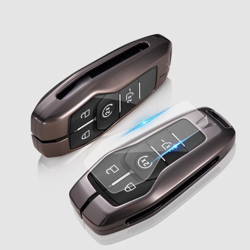 Custom Carbon Zinc Alloy Leather Smart Key Shell Key Fob Cover Case For Mazda Ford Land Haval Civic Car Audi Q7 Key Chain