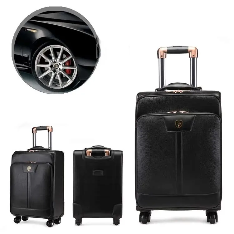 High Quality Custom PU Leather Luggage Business Suitcase PU Trolley Carry-on Case