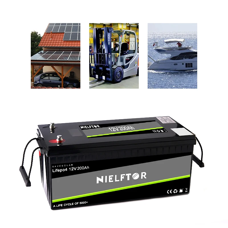 wholesale NIELFTOR 2400w LiFePO4 12V200AH lithium iron phosphate battery full capacity  high quality and multipurpose