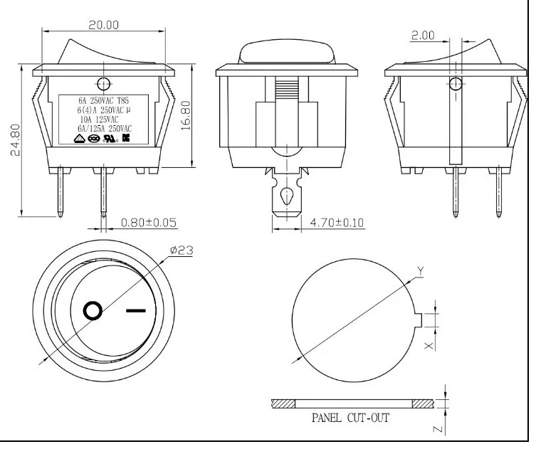 12V/20A KCD2 with Light Boat Shaped Switch LED Light  23mm Rocker Panel Power Switch