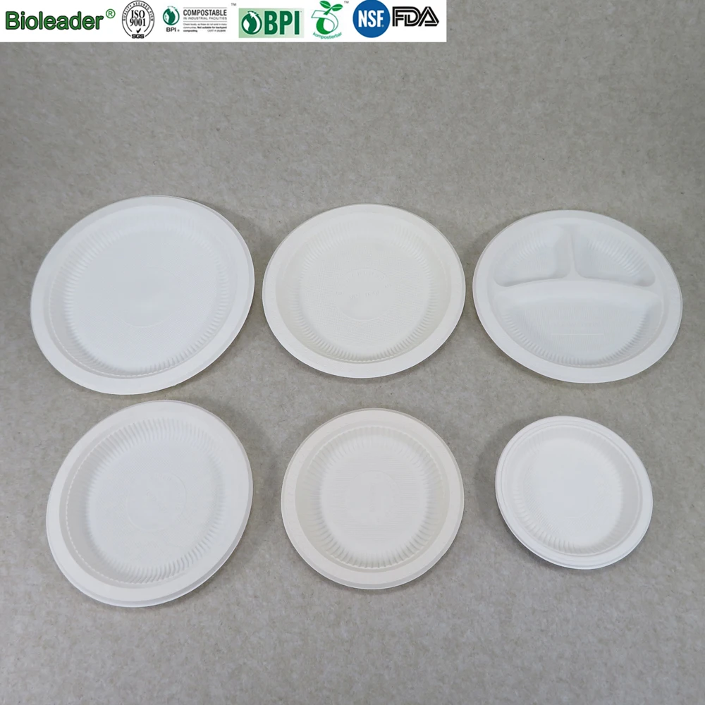 Biodegradable Disposable Cornstarch Dishes of 6,7,8,9,10 inch Party Plate Products