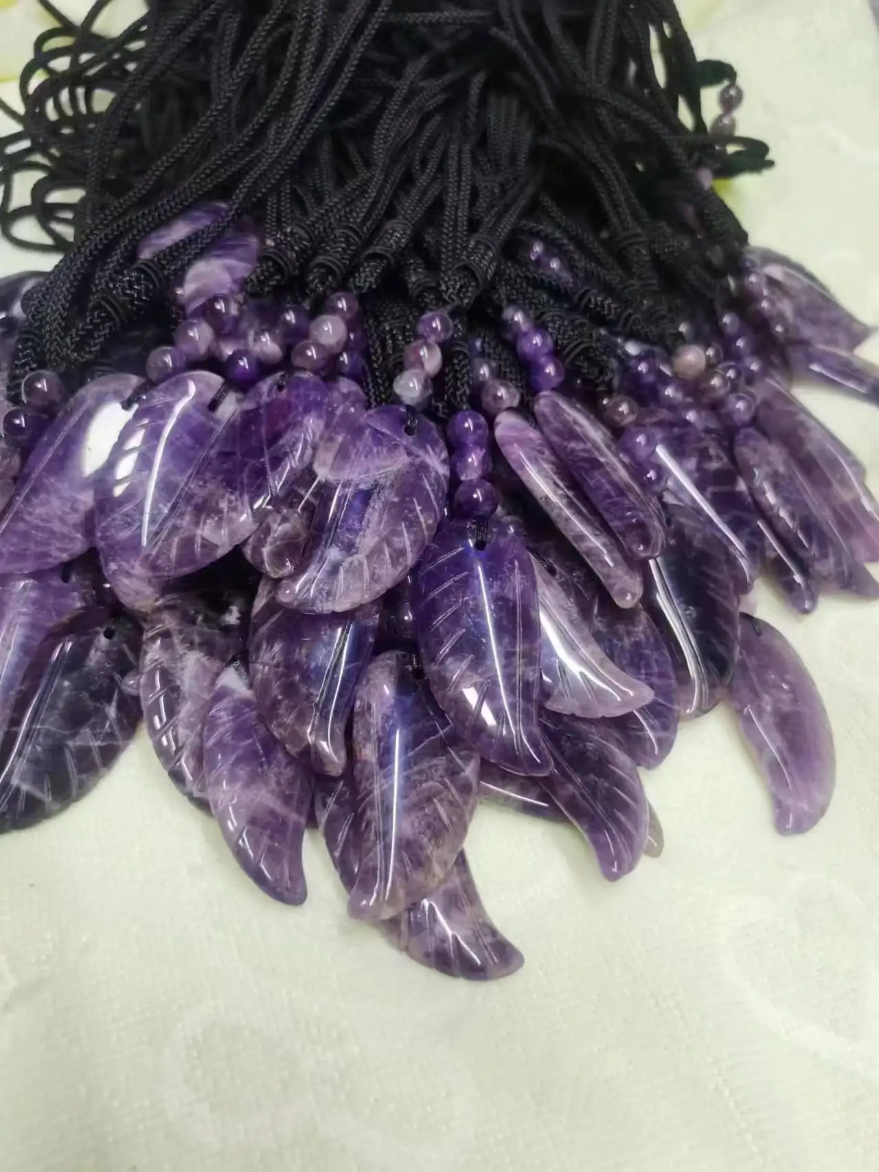 Wholesale natural rose green jade amethyst gemstone crystal carving angel wing pendant for Jewelry Making Crystal