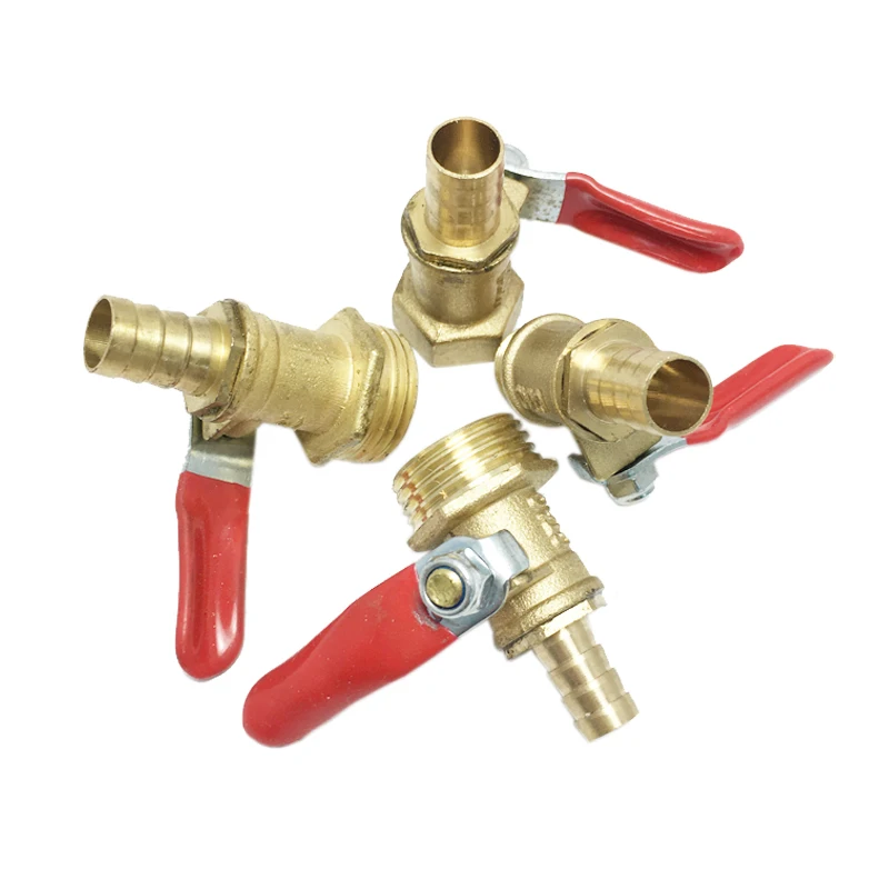 Brass Water Mini Ball Valve with Hose Barb Pipe Tubing Fitting Coupler 180 Degree Operation Handle