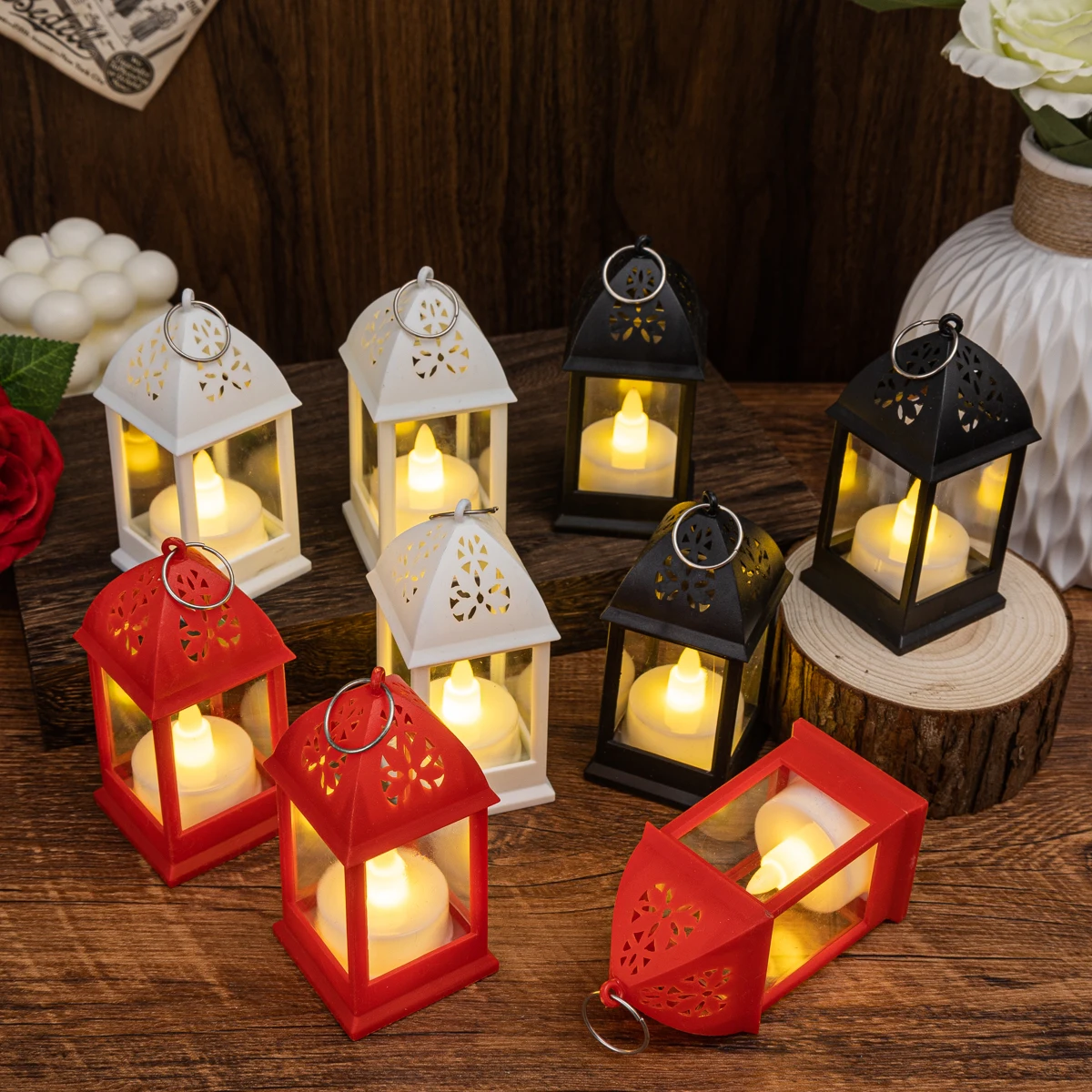 Plastic Mini Hollow Top Wind Light LED Warm Optoelectronic Candle Wind Light Festival Decoration Home Party Atmosphere Ornament