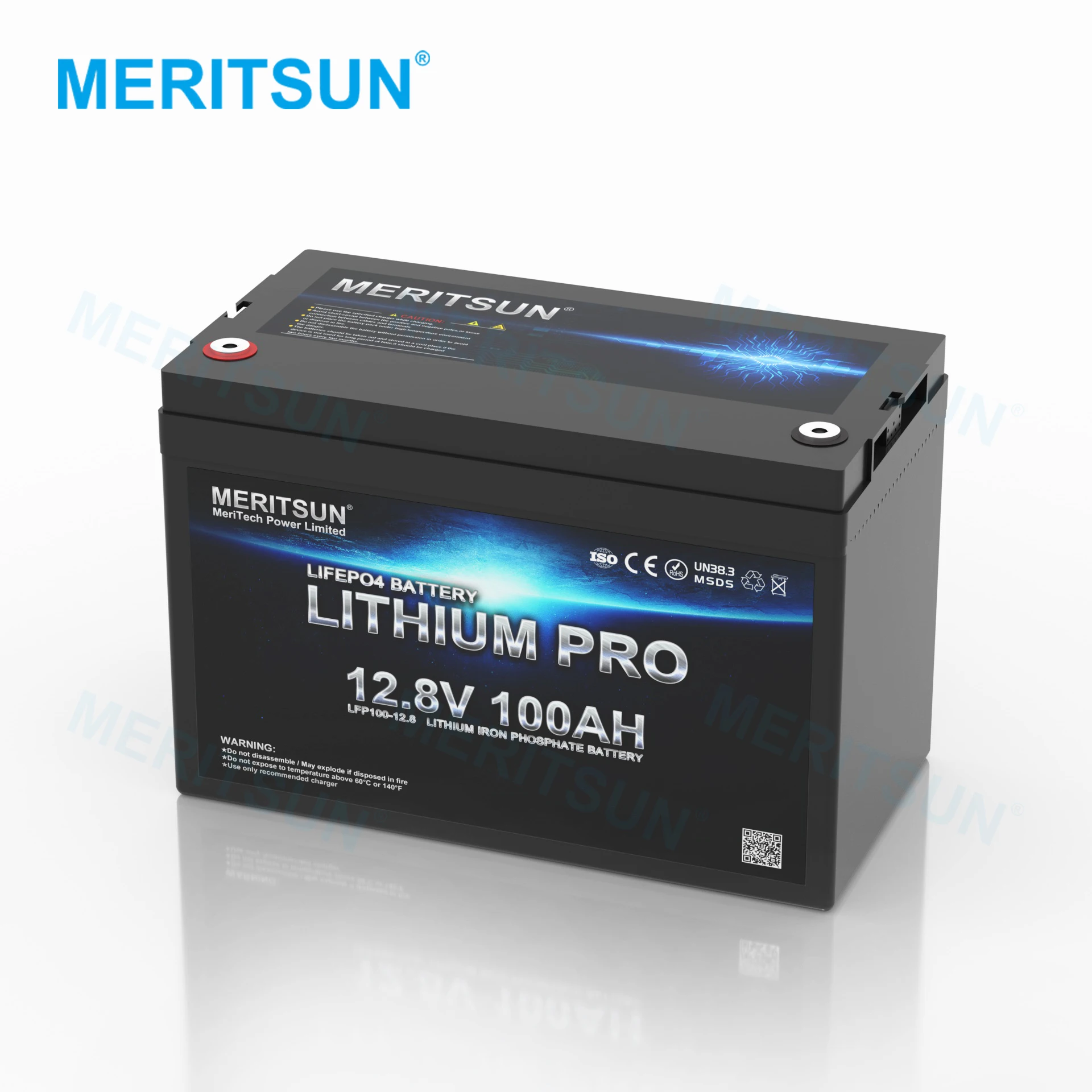 Nominal Size Deep Cycle Lifepo4 Battery 12v 100ah Lithium Ion Car Battery Lithium Iron Phosphate Battery Meritsun 10 Years