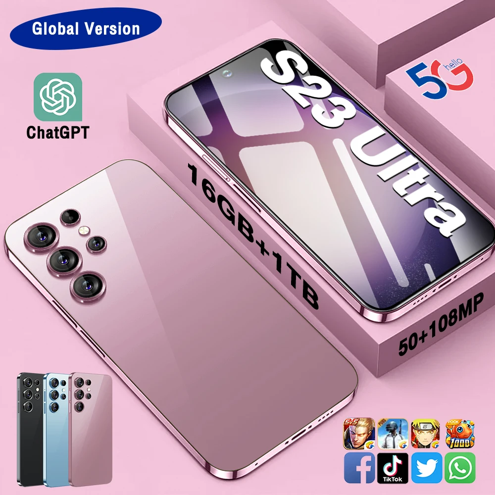 The original new S23Ultra supports OTG function 7.3 inch HD full screen phone with beauty camera multilingual WIFI GPS FM