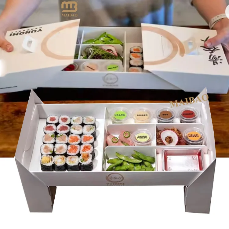 Custom food platter packaging box for bread takeaway sushi bakery bread box disposable paper container catering crunchy chip box