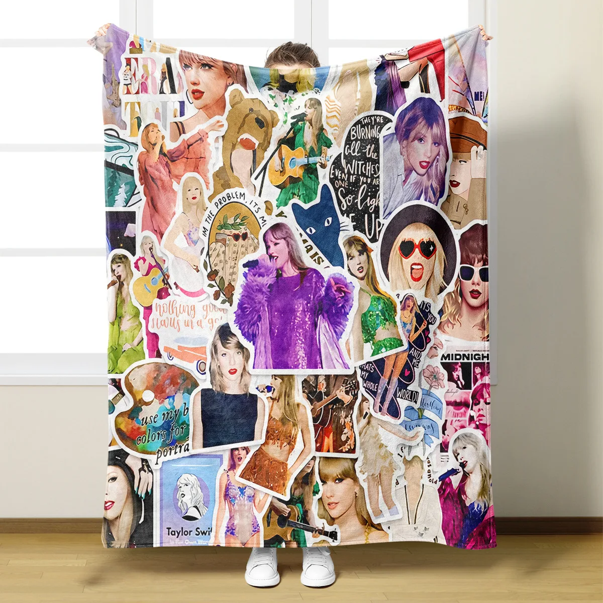 Superstar High Quality Wholesale Custom Taylor ERAS Tour Flannel Fleece Soft Warm Travel Throw Blanket