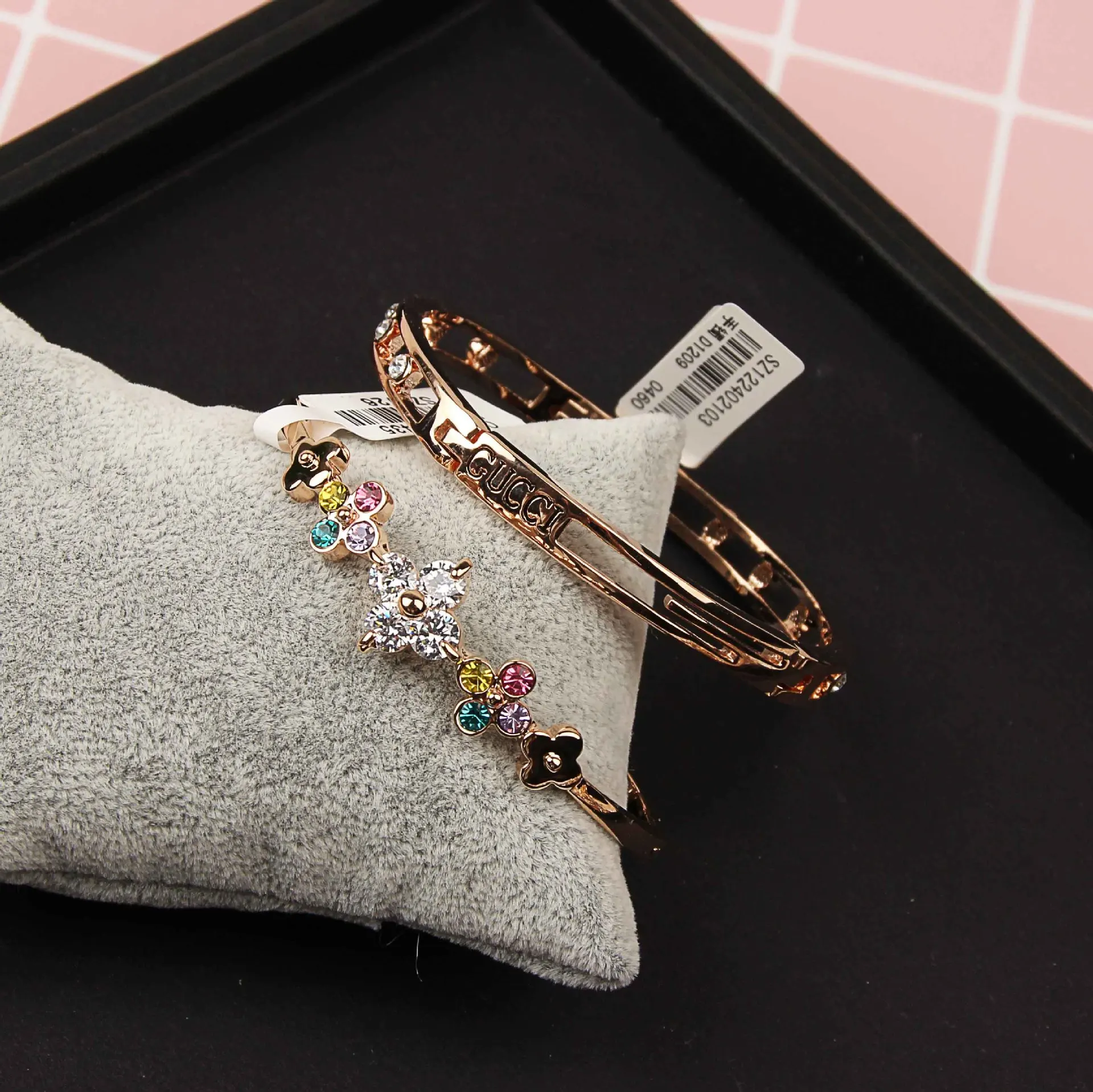 Aug Jewelry charm bracelets inlaid in bulk with real gold plated rhinestones and zircon bracelets stainless steel bracelets