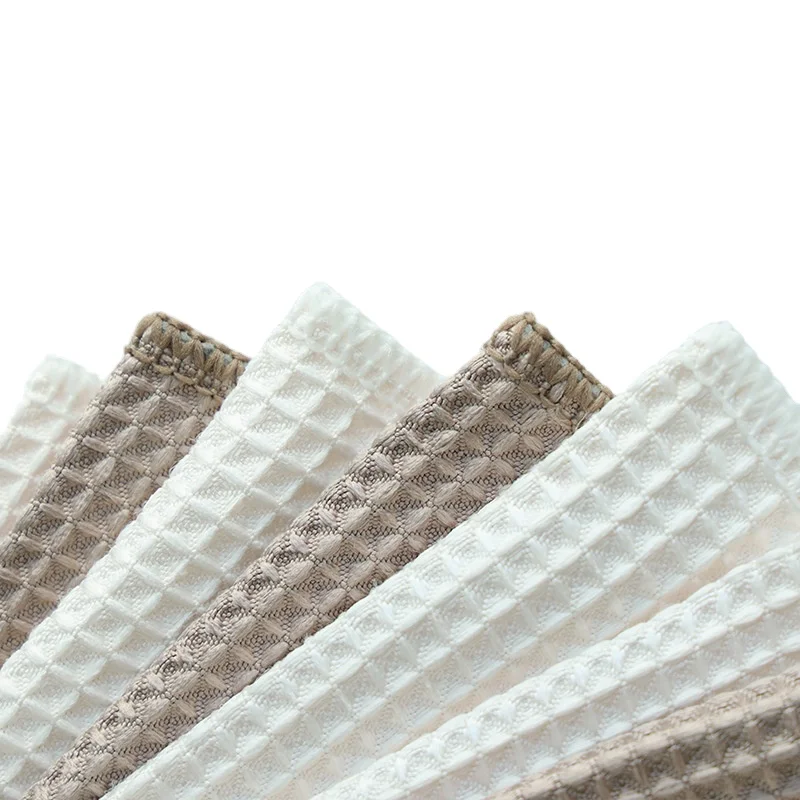 Microfiber kitchen napkin towels grey white dish cleaning towel super absorbent with lanyard