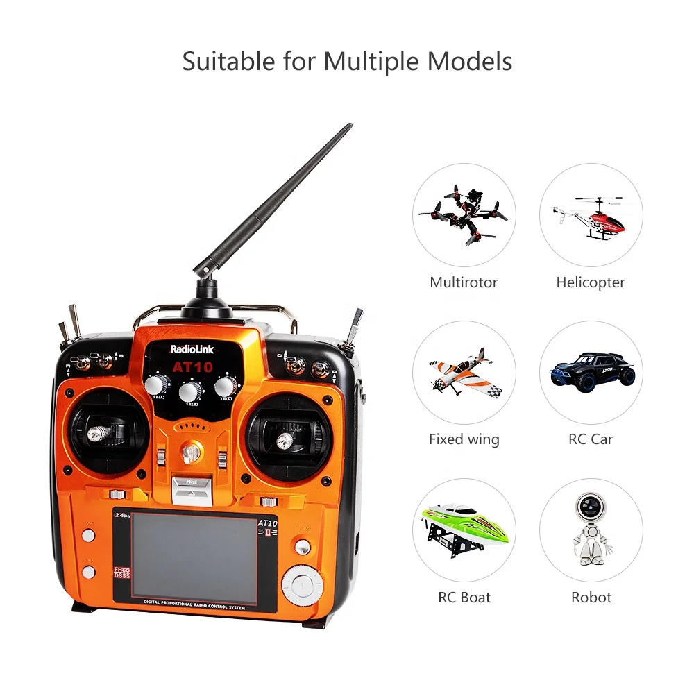 Radiolink Factory AT10II 12 Channels RC Transmitter and Receiver R12DS 2.4GHz Radio Remote Controller for RC FPV Racing Drone