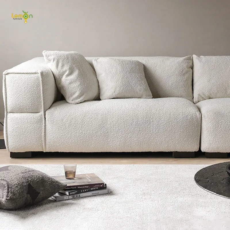 Tofu block small apartment sofa living room combination French light luxury Internet celebrity fabric sofa