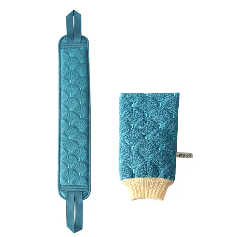 3Pcs Mermaid Scale Set Viscose Loofah Mesh Bath Sponge Strap Glove Set Dead Skin Remover Body Spa Exfoliating Scrubber Set