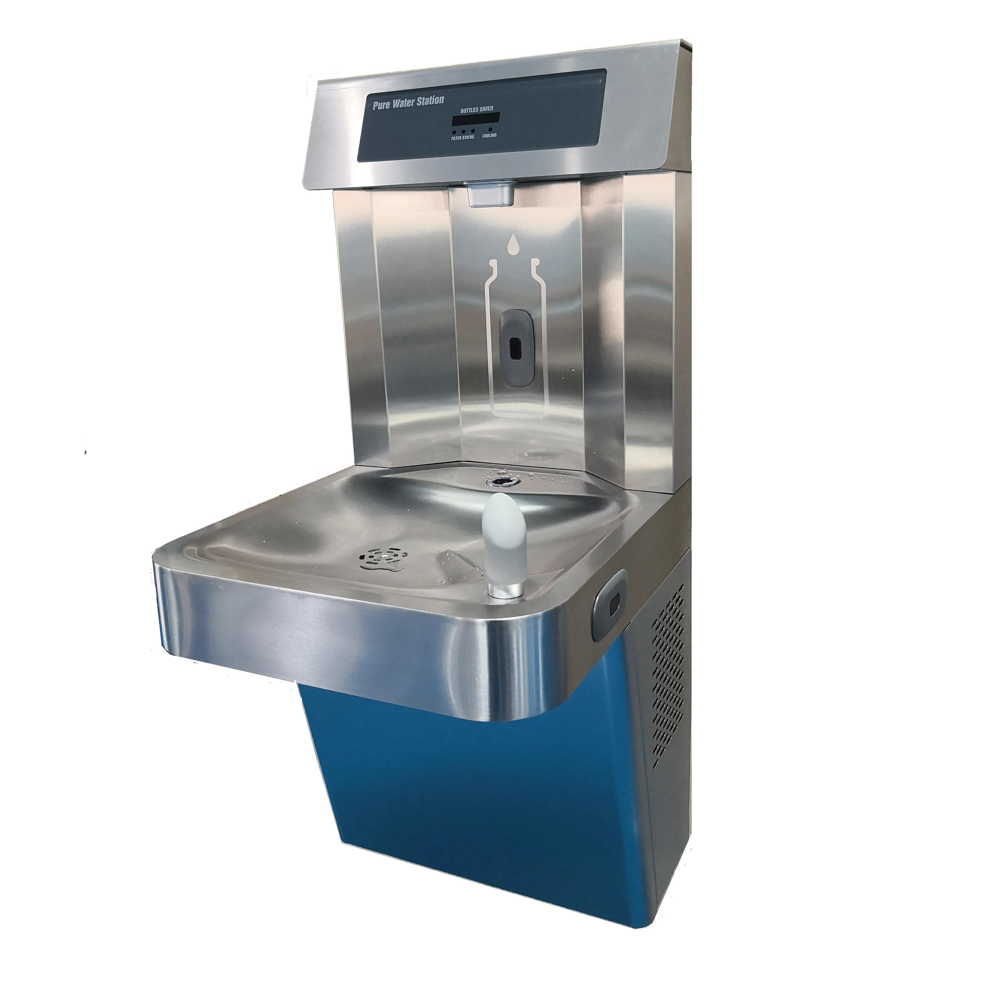 Public wall mounted  directly drinking stainless steel water dispenser outdoor cold drinking fountain
