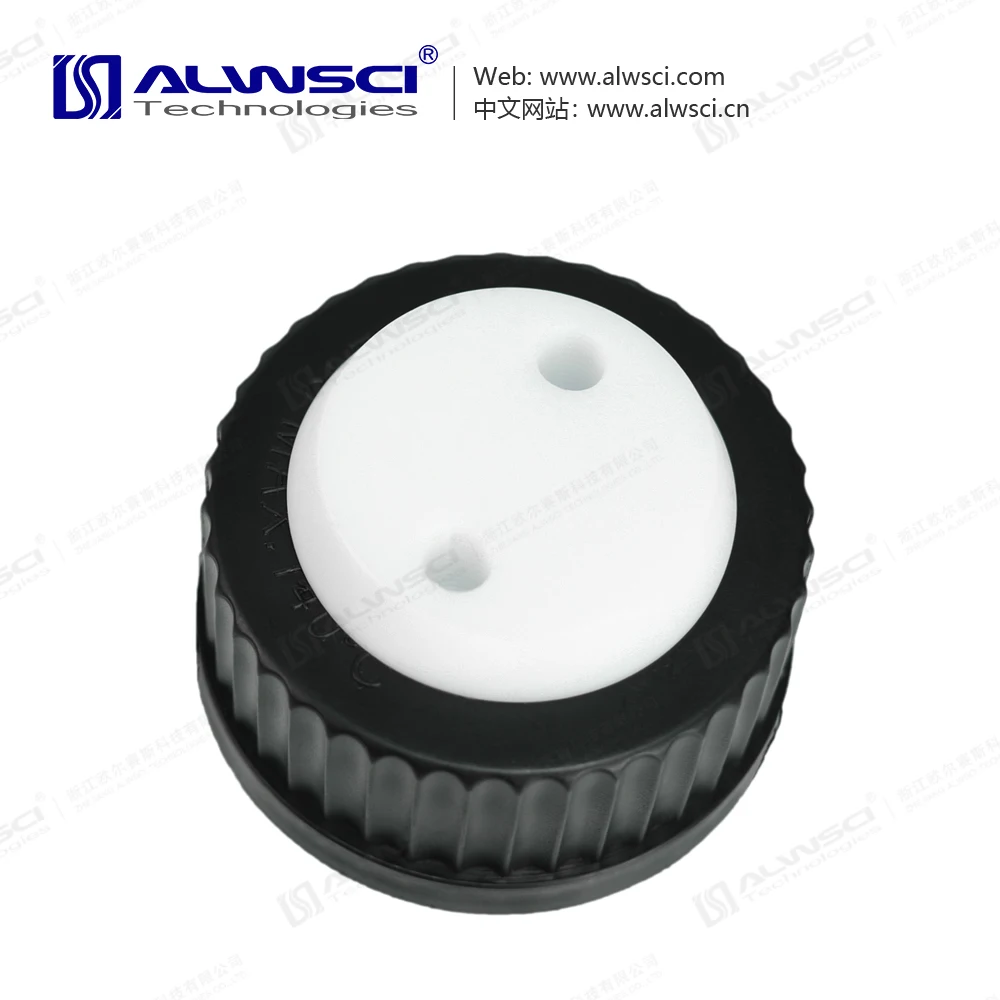 Alwsci Black GL45 Stay Safe Cap Air Valve 1/4inch-28 fitting for 1/8 inch tubing  for laboratory use