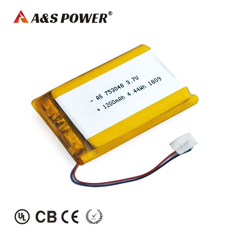 Wholesale High Capacity battery 3.7V 1200mAh 753048 Rechargeable Li-Polymer Battery with UL/Kc Certificate