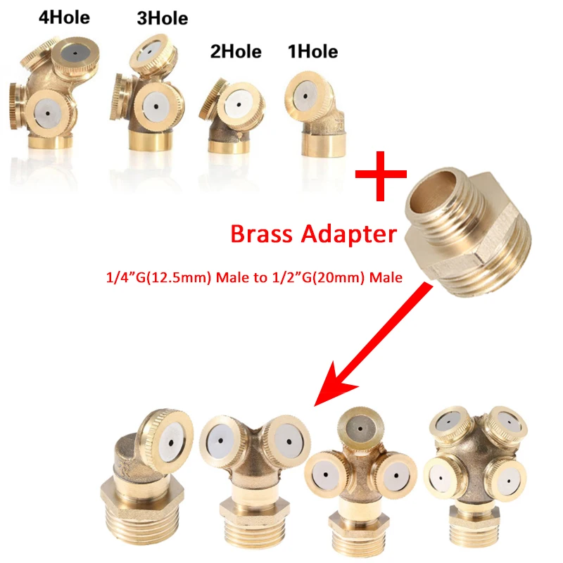 20mm Male Thread High Pressure Misting Heads Nozzles for Outdoor Garden Irrigation Connector Fitting Brass Misting Spray Nozzle