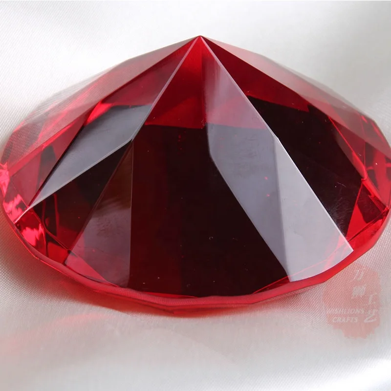 Factory Price Crystal Diamond 20 mm-200 mm Red Diamond Crystal Paperweight Large Crystal Diamond For Souvenir Decoration CDP-01R