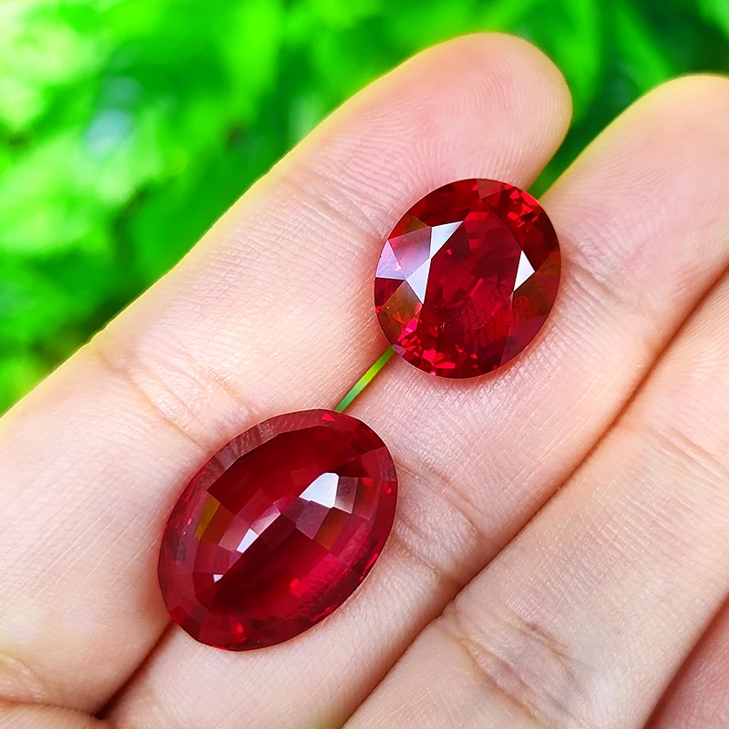 Artificial pigeon blood red ruby Thailand cut oval shape clear corundum gem stone for  fine jewelry lab created clear one