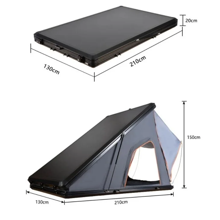 Outdoor adventure soft Hard Shell Camper Trailer Rooftop All Whole Aluminum Alloy Car Truck 4X4 camping triangle Top Roof Tent