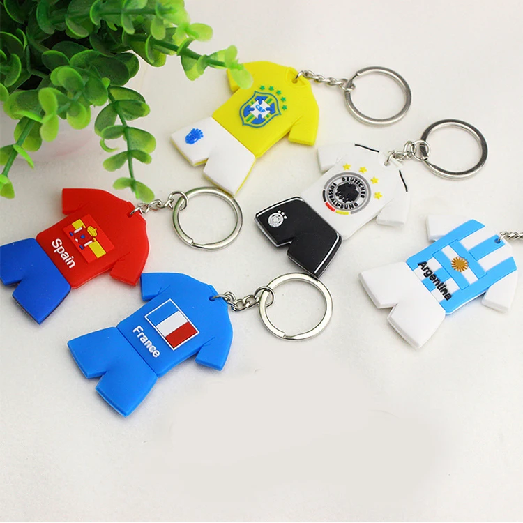 Customize Any Football Keychain World Country Jersey Football Souvenir Gift Pvc Pendant Keychain