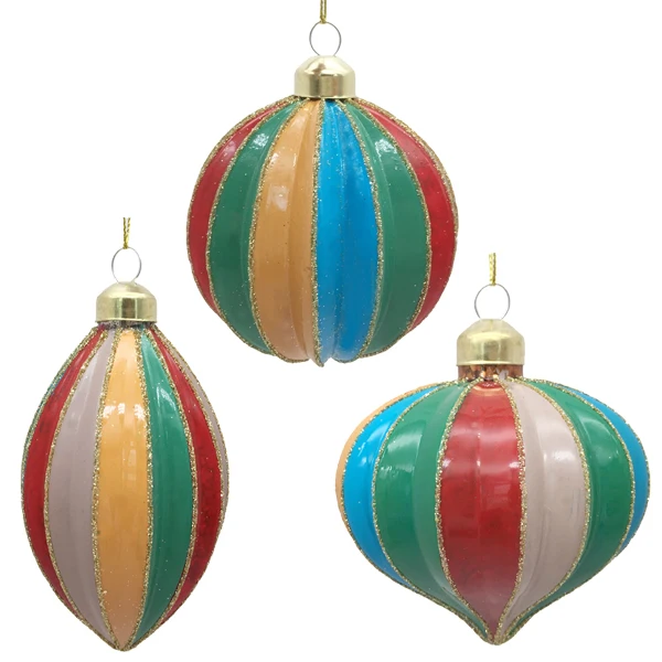 Painted blue glitter mesh glass Christmas ball and pendant decoration light blown special-shaped ball Christmas ball