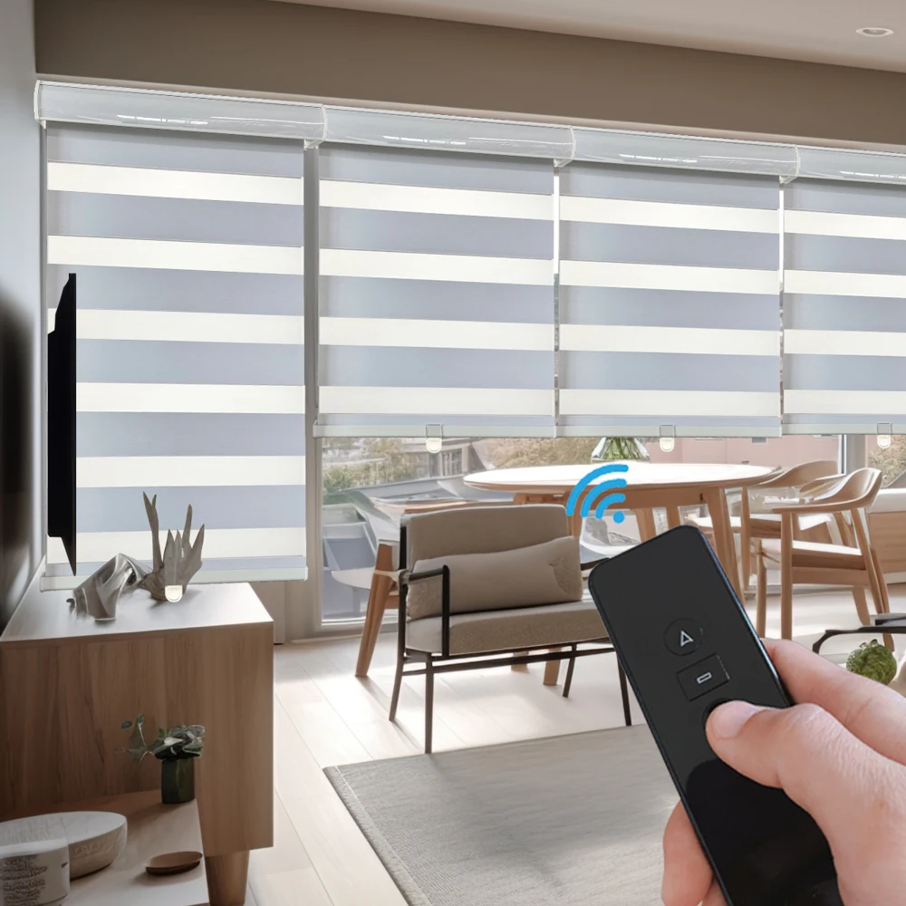 Manufacturers sell well light filtering motorized smart zebra blinds custom made zebra blinds motorized