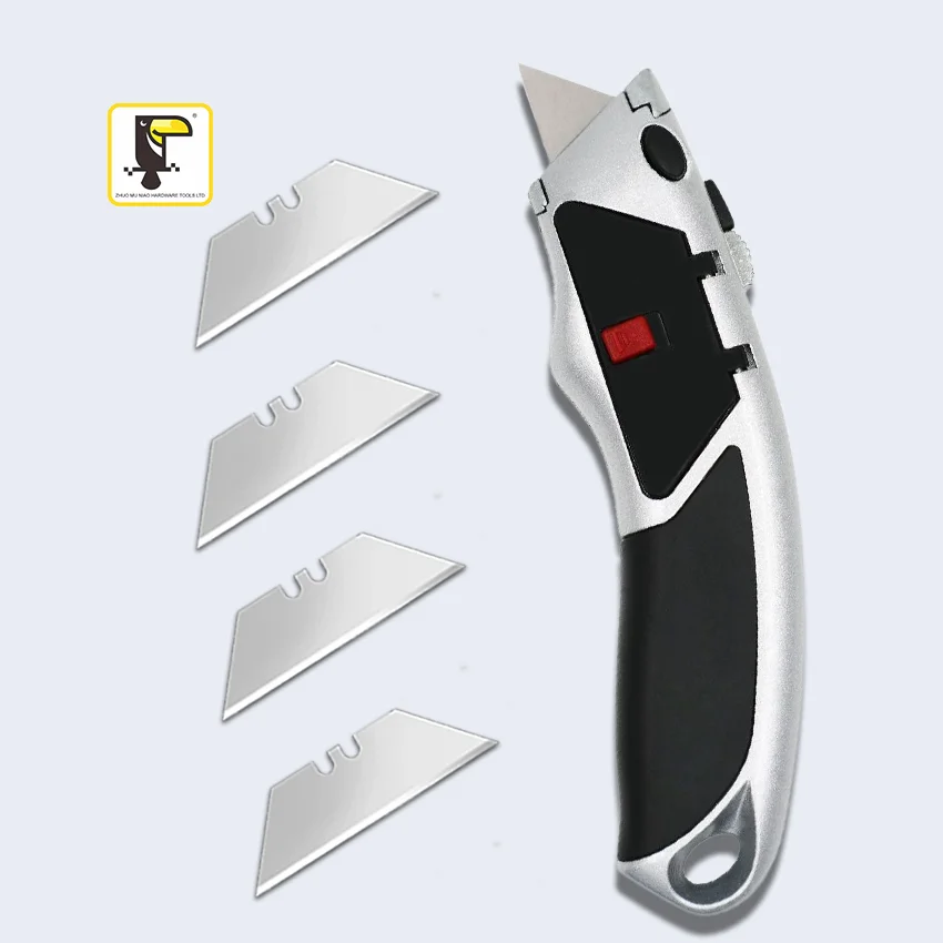 Multi functional Self Lock Safety Cardboard Box Cutter Heavy Duty Knife Cutting Tool Utility Cutter For Leather