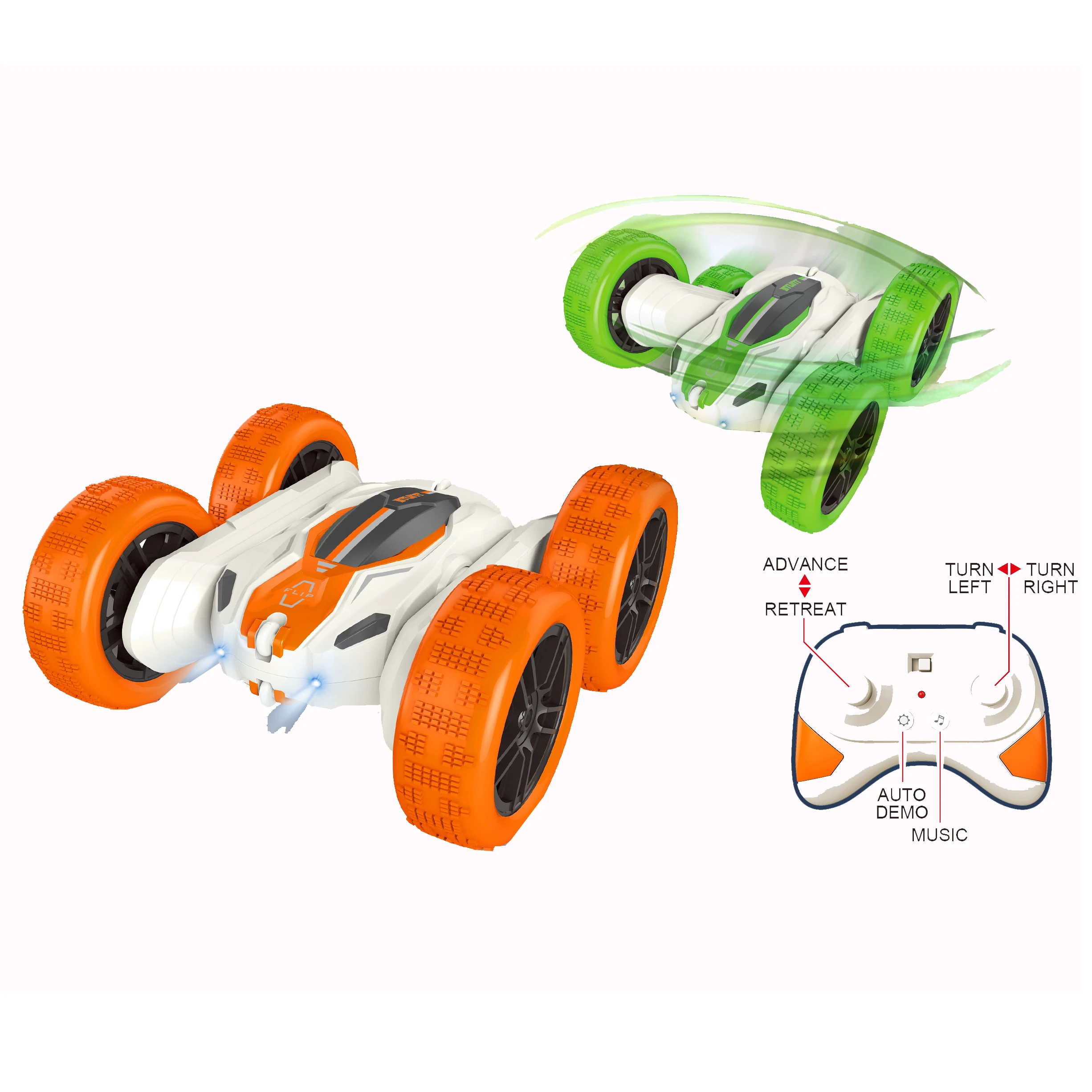2.4GHz Double-Sided 360 Flips Vehicle Gesture Sensing Remote Control Car with Light and Music RC Stunt Car For Boys