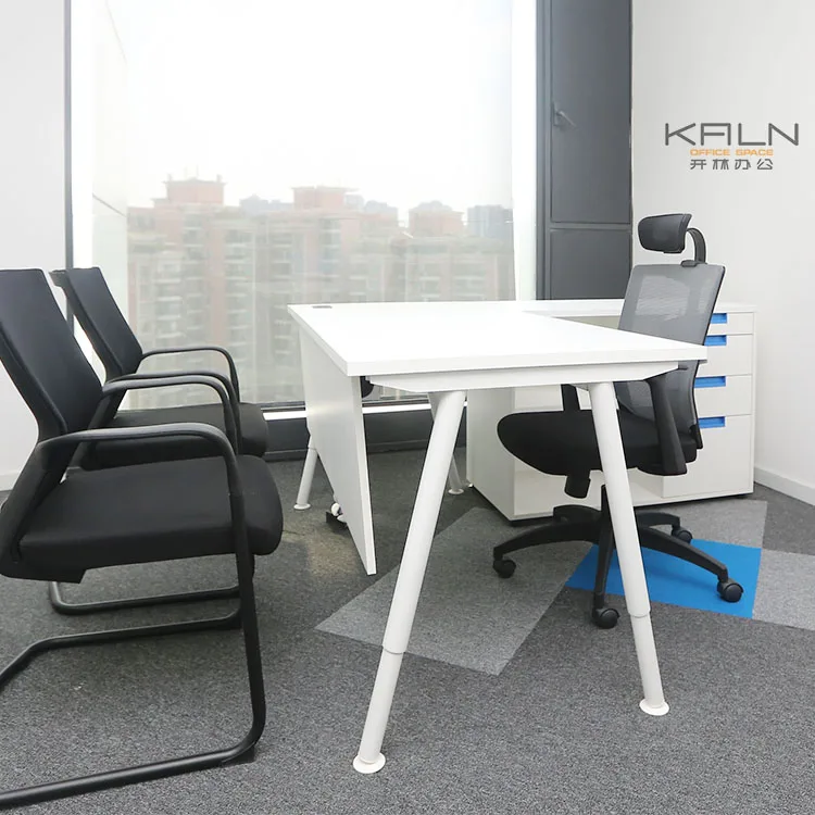 Hot selling good price modern solid wooden white executive office writing desk L shape office boss ceo manager table customized