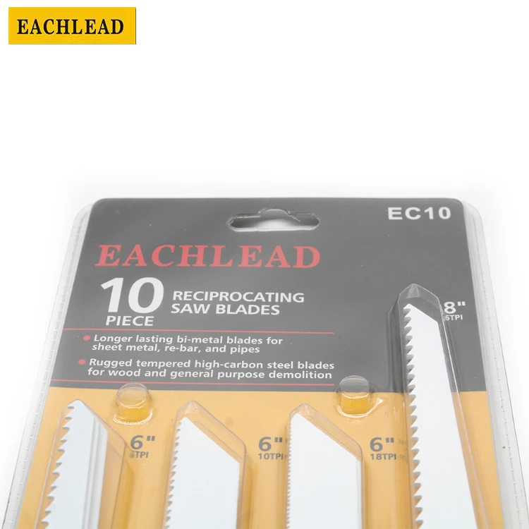 Electric Saw accessories Reciprocating saw blades 10pcs MIX double blister card packing set 2pcs 8In 8pcs 6In