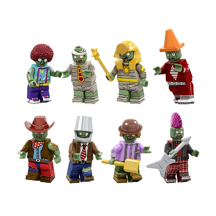 2023 Game Plants vs. Zombies Explosive Head Cowboy Bandage Pharaoh Zombies Building Blocks Figures Toys Gift