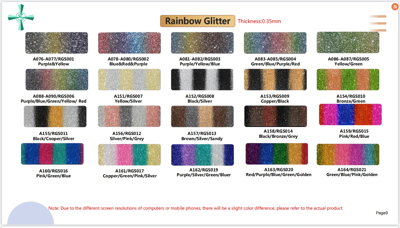 Easyweed Glitter Heat Transfer Vinyl Sheets Wholesale Low MOQ Iron on Vinyl Water Resistant Rainbow  Vinyl Film Clothing Durable