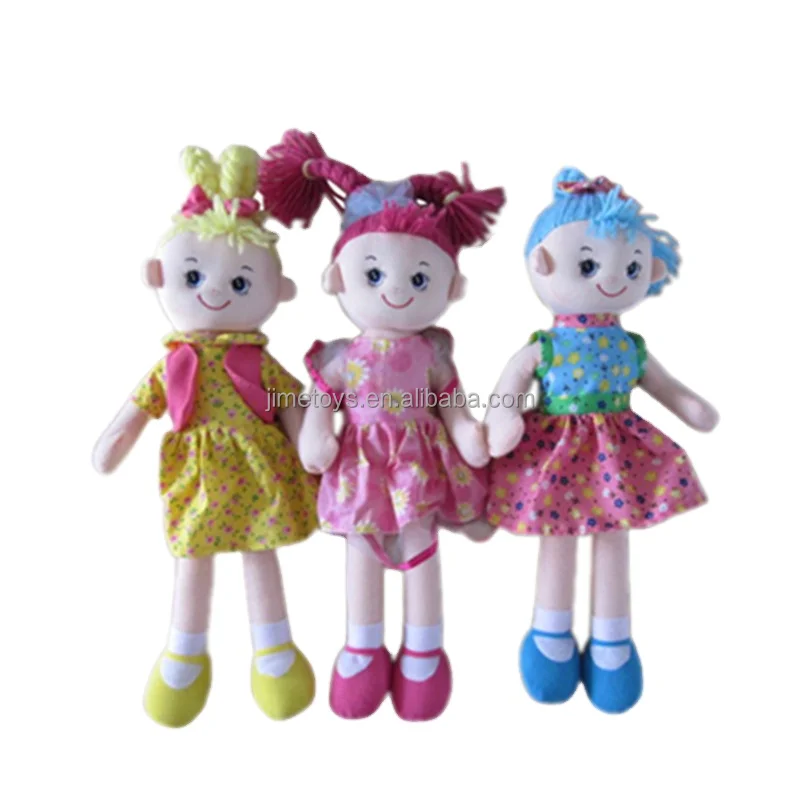 JM1206-2 Fabric Rag Dolls with Striped Cotton Dress