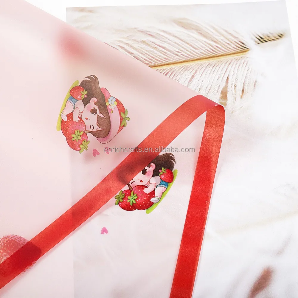 designer New design frayed strawberry girl flowers wrapping paper for korean floral paper  custom gift decoration