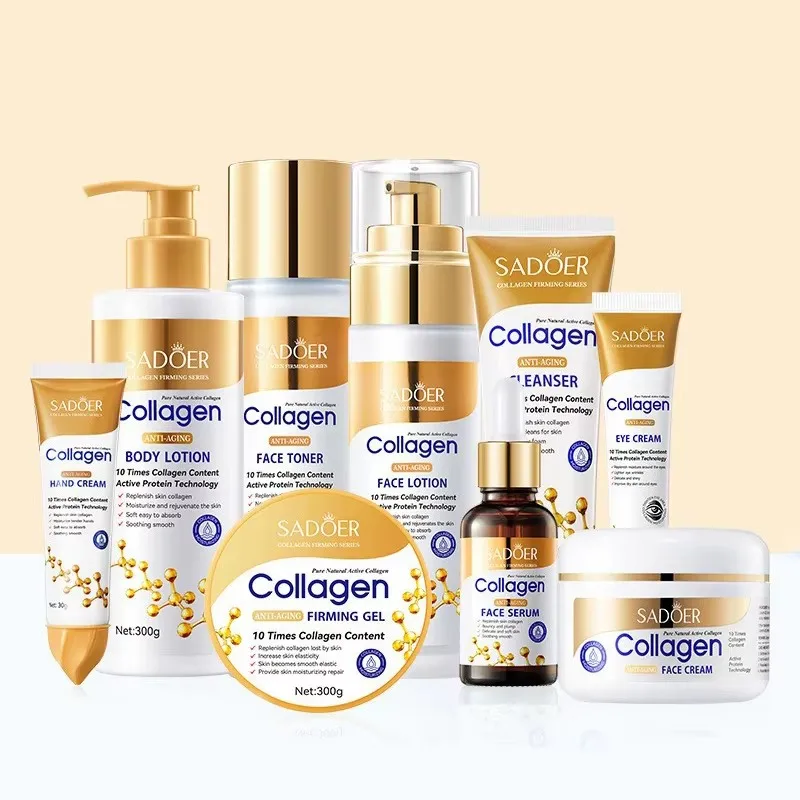 OEM SADOER Private Label коллагеновое очищающее средство антивозрастной набор для ухода за кожей косметический органический Тонер Лосьон