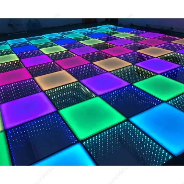 Professional remote DMX LED 3D mirror dance floor for event disco track dance tile wedding Christmas birthday party